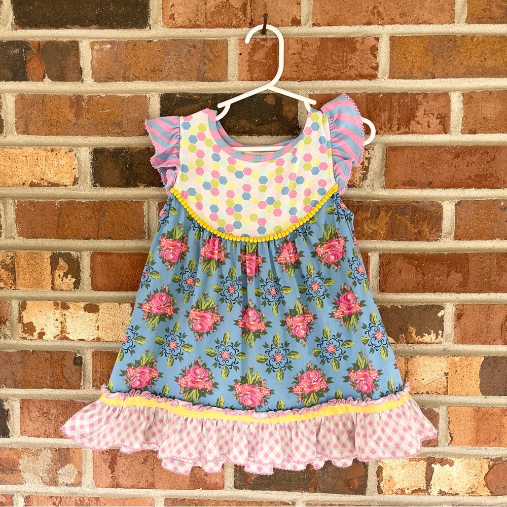 Matilda Jane Brilliant Daydream Fresh Fantasy Blue Pink Ruffled Tunic Size 6